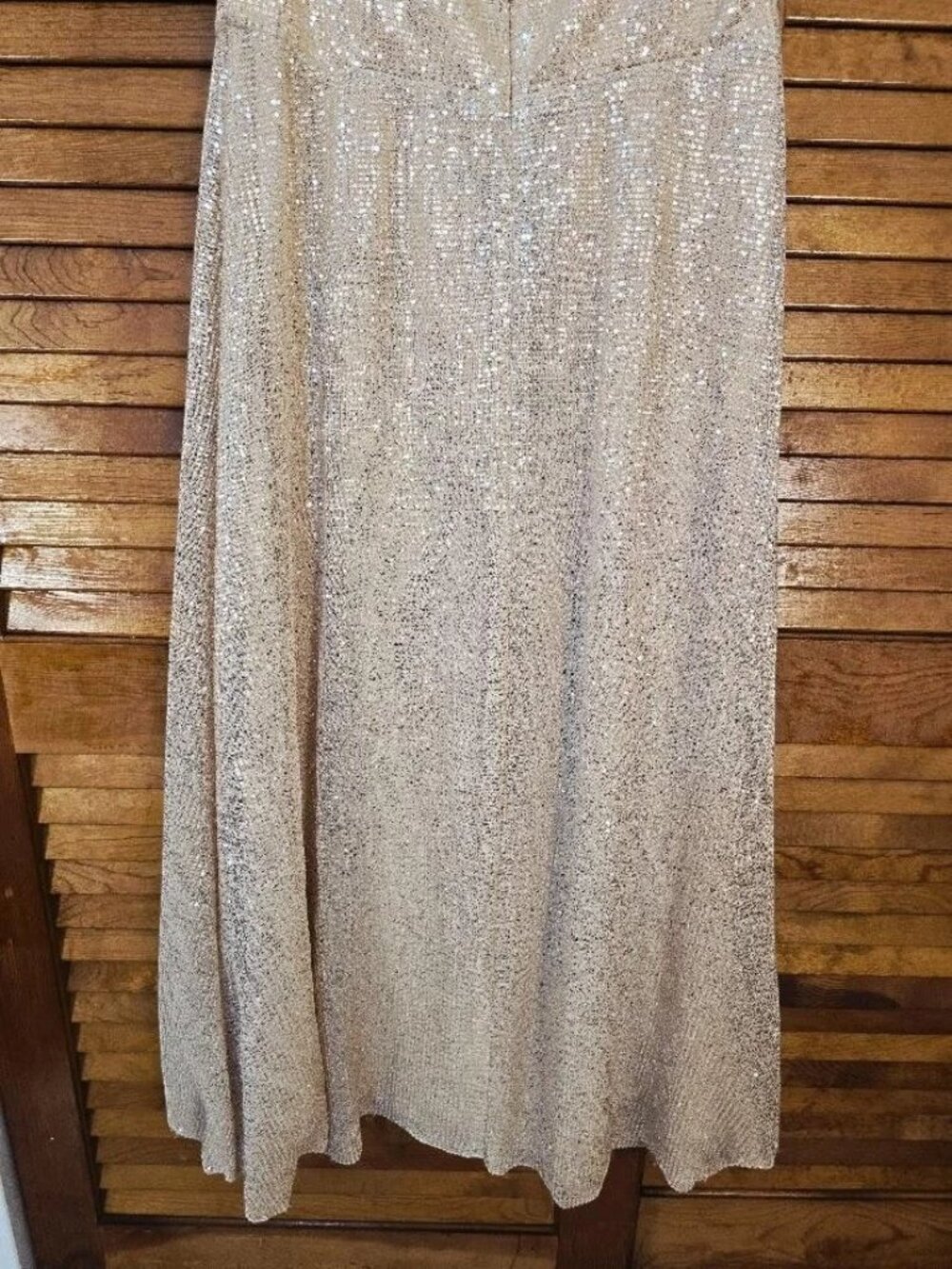 Gold Sequin Halter Midi Dress Size 12 Formal Wedding Guest Evening Gown - Picture 9 of 15